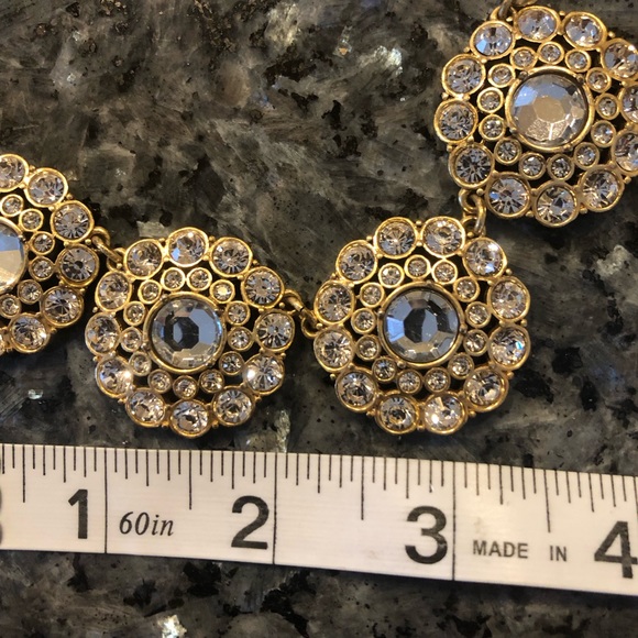 J CREW Round Floral Rhinestone Crystal Statement Necklace - Picture 10 of 10